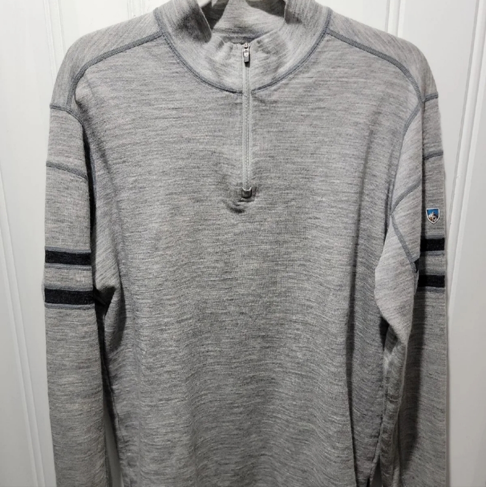 Kuhl team 1/4 zip grey wool sweater large